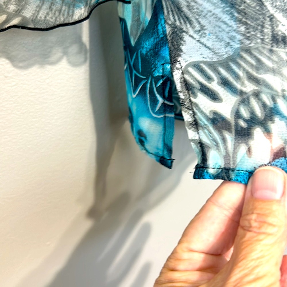 NICOLA Blouse, Sheer Blue/Black Animal Print - Picture 4 of 6